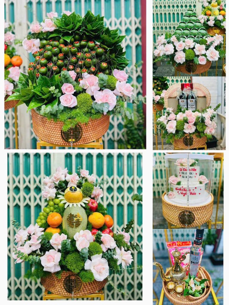 mâm quả cưới hỏi hiện đại đơn giản nhưng vẫn sang tinh tế